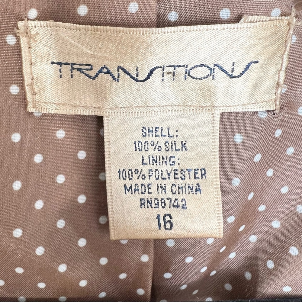 Old money pure silk black tan windowpane mock neck jacket blazer 16 - Picture 12 of 13